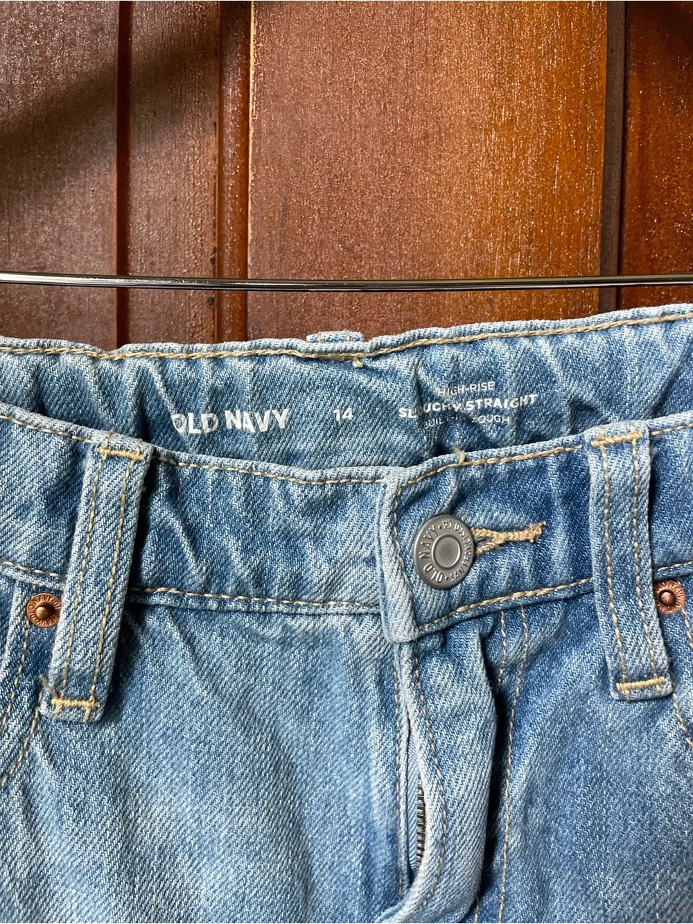 Old Navy girls size 14 high rise slouchy straight jeans